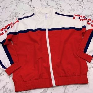 Men's Fila White Red Lightweight Windbreaker  Jacket